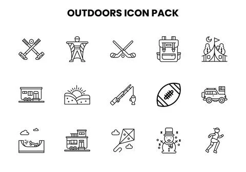 Outdoors Line Bundle Icons Pack Stock Illustration