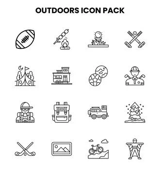 Outdoors Line Graphics Icons Pack Stock Illustration