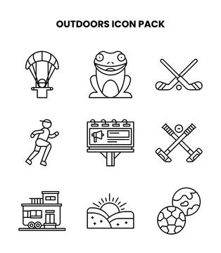 Outdoors Line Graphics Icons Pack Stock Illustration