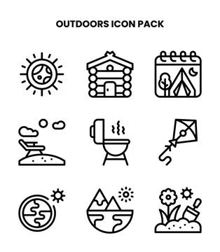 Outdoors Line Graphics Icons Pack Stock Illustration