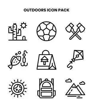 Outdoors Line Vector Icons Pack Stock Illustration
