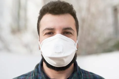 Outdoors man with mask Stock Photos