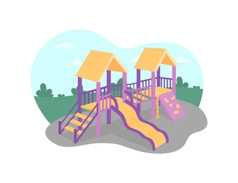 Outdoors playground 2D vector web banner, poster Illustrazione stock