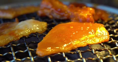 Outdoors summer grilling barbecue backyard roasted delicious foods Video stock 336576134
