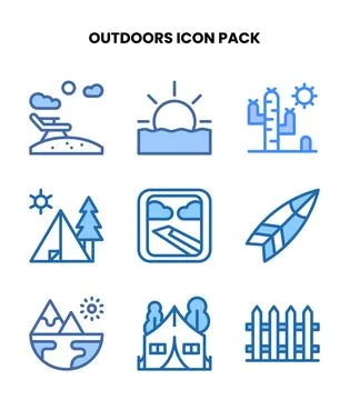 Outdoors Two Colour Bundle Icons Pack 库存插图