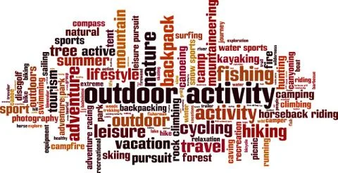 Outdor activity word cloud Stock Illustration