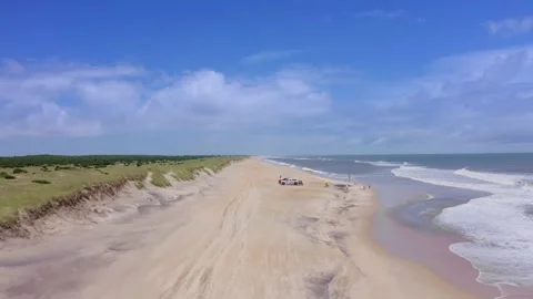 Outer Banks beach summer day drone footage Vidéo 199989491