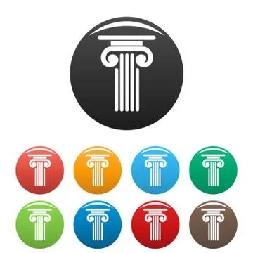 Outer column icons set color Stock Illustration