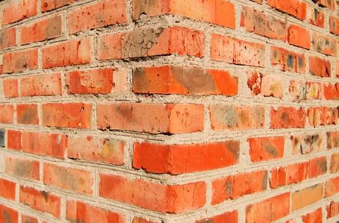 The outer corner of old brick wall Stock Photos