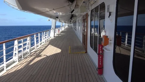 Outer deck on a cruise ship in the Atlantic Video stock 90442615