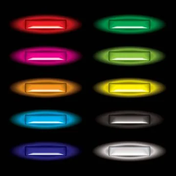 Outer glow button shine Collection of gel filled web icon buttons with out... Stock Photos