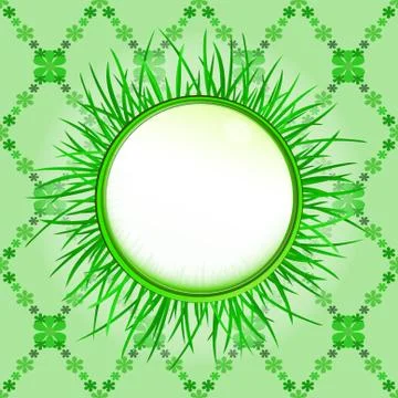 Outer grass circle label with foliage vector pattern illustration Illustrazione stock