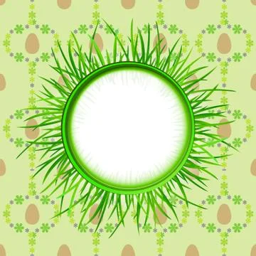 Outer grassy circle label on easter egg pattern vector illustration 스톡 일러스트