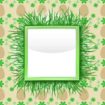 Outer grassy square frame with easter egg pattern vector illustration Stock Illustration