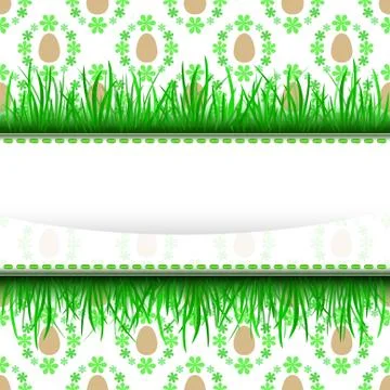 Outer grassy stripe frame with easter egg pattern vector illustration 库存插图