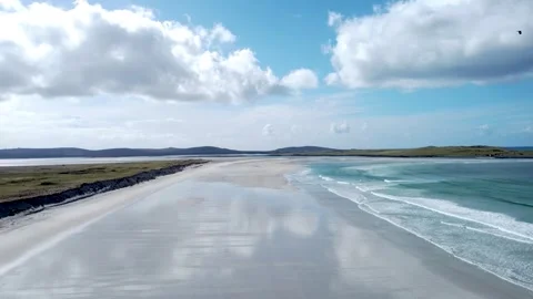 Outer Hebrides beautiful beach, North Uist, Aerial View Stock Footage 242431254