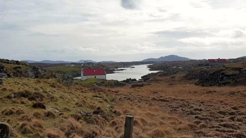 Outer Hebrides, United Kingdom (UK) - 04/04/2024: Houses in rural Stock Footage 279968789