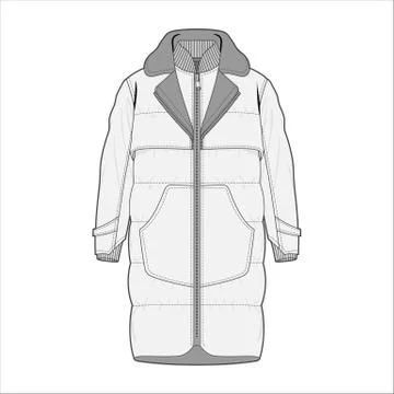 Outer Jacket fashion flat sketch template6 스톡 일러스트