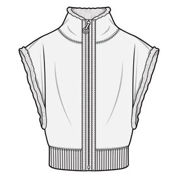 Outer Jacket fashion flat sketch template Stock Illustration