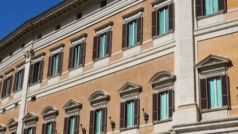 Outer palazzo montecitorio palace rome windows painted walls building’s exterior Video stock 319919898