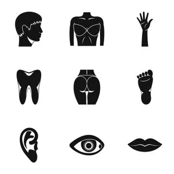 Outer part of body icons set, simple style Stock-Illustration
