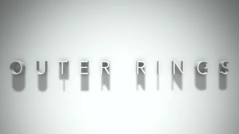 Outer Rings 3D title animation with shadows on a white background Video stock 296731535