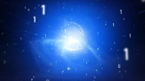Outer shiny space with binary numbers animation Stock Footage 334082279