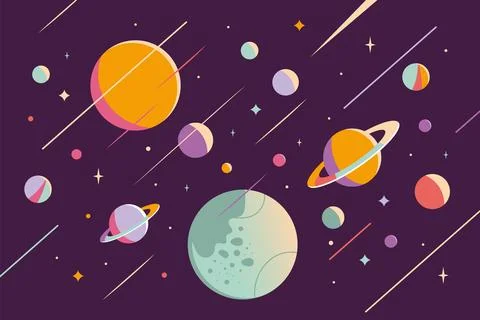 Outer Space abstract Background with planets and stars. Trendy modern vecto.. Stock Illustration
