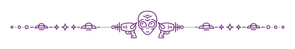 Outer space alien invader and astronomy divider Stock Illustration