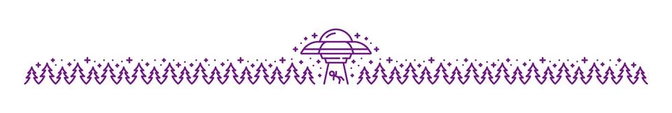 Outer space alien UFO and astronomy line divider イラスト素材