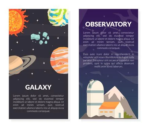 Outer Space and Galaxy Exploration with Observatory and Celestial Body Vector Stock Illustration