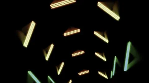Outer space background with flying neon triangles creating a tunnel. Design Stock Illustration