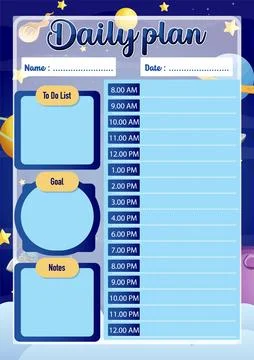Outer Space Background with Hourly Schedule Stock Illustration