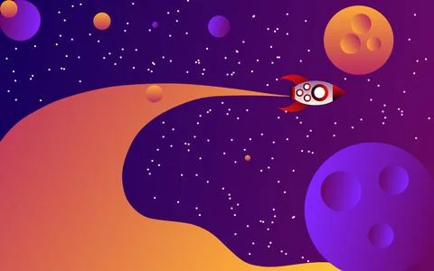 Outer space background illustration and rocket Stock Illustration