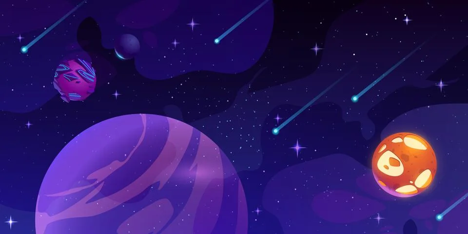 Outer space background with planets and stars Stock Illustration