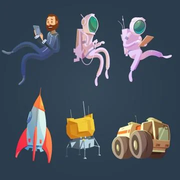 Outer Space Cartoon Set Stock Illustration