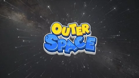 Outer Space Cartoon Text Animation with Drifting Stars in Night Sky Stock Footage 340382095