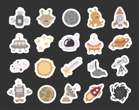 Outer space character and object set Stock Illustration