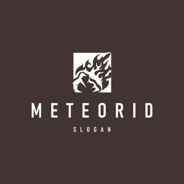Outer space concept with meteorite logo, space rock as asteroid simple silh.. Stock Illustration