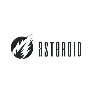 Outer space concept with meteorite logo, space rock as asteroid simple silh.. Ilustração Stock