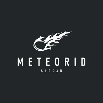 Outer space concept with meteorite logo, space rock as asteroid simple silh.. Stock Illustration