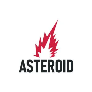 Outer space concept with meteorite logo, space rock as asteroid simple silh.. Stock Illustration