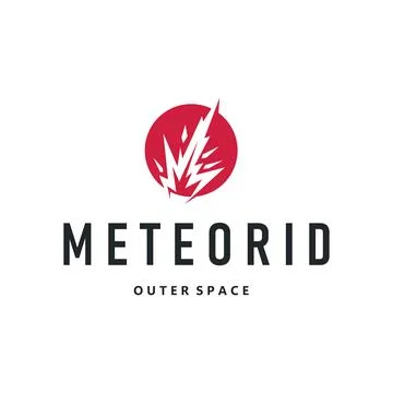 Outer space concept with meteorite logo, space rock as asteroid simple silh.. Stock Illustration