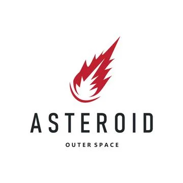 Outer space concept with meteorite logo, space rock as asteroid simple silh.. Stock Illustration