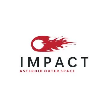 Outer space concept with meteorite logo, space rock as asteroid simple silh.. Stock Illustration