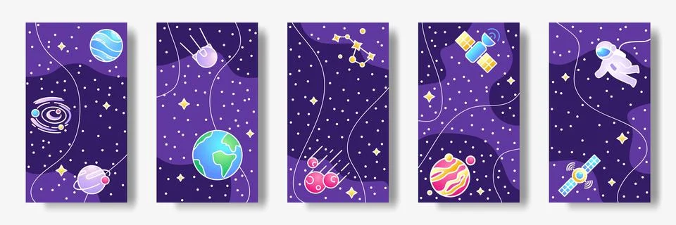 Outer space. Cosmic frame. Galaxy meteors and asteroids. Planet orbits. Cos.. Stock Illustration