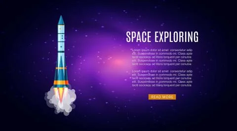 Outer space exploring with galaxy cosmos, spaceship and stars for poster, banner Stock Illustration