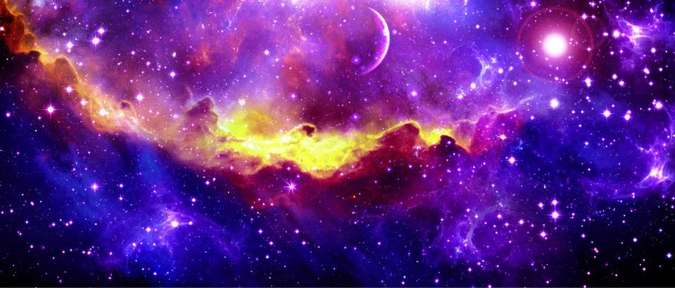 Outer space  fantasy, bright, cluster of stars  astronomy, universe, space Stock Illustration