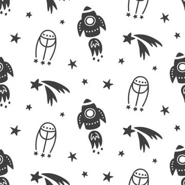 Outer Space Galaxy childish seamless pattern Stock Illustration