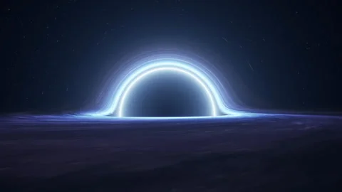 In outer space, a glowing black hole is surrounded by a luminous halo, a Stock Footage 276842042